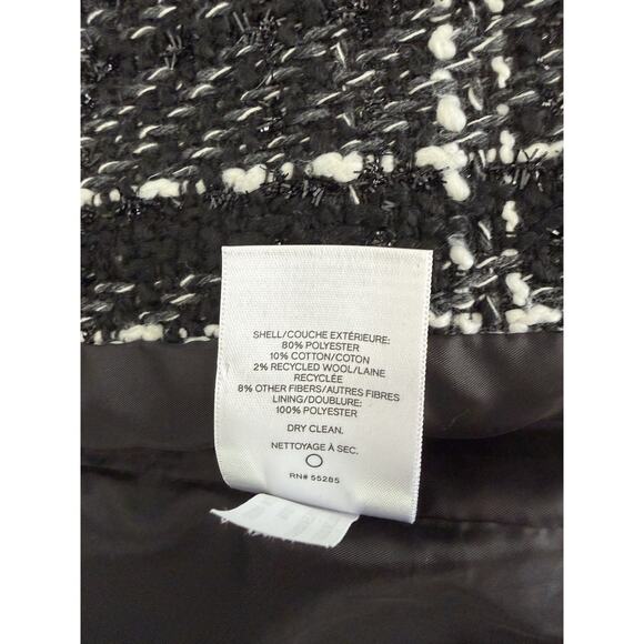 EXPRESS Plaid Tweed Boucle 1 Button Woven Coat Jacket Women Black White Small - Picture 7 of 10